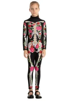 Floral Skeleton Costume For Girls -Halloween Costumes Shop girls floral skeleton costume alt 4