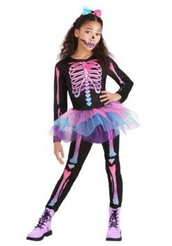 Rainbow Skeleton Girls Costume