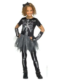 Fun World Girls Silver Skele-Girl Costume