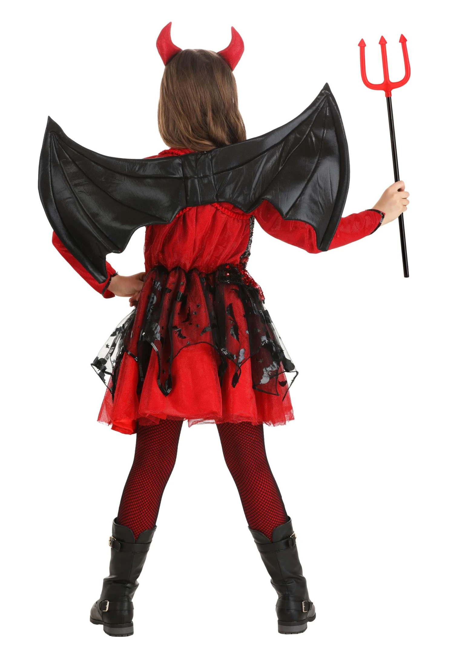 Sparkling Devil Dress Costume For Girls 2 Sparkling Devil Dress Costume For Girls - Image 2