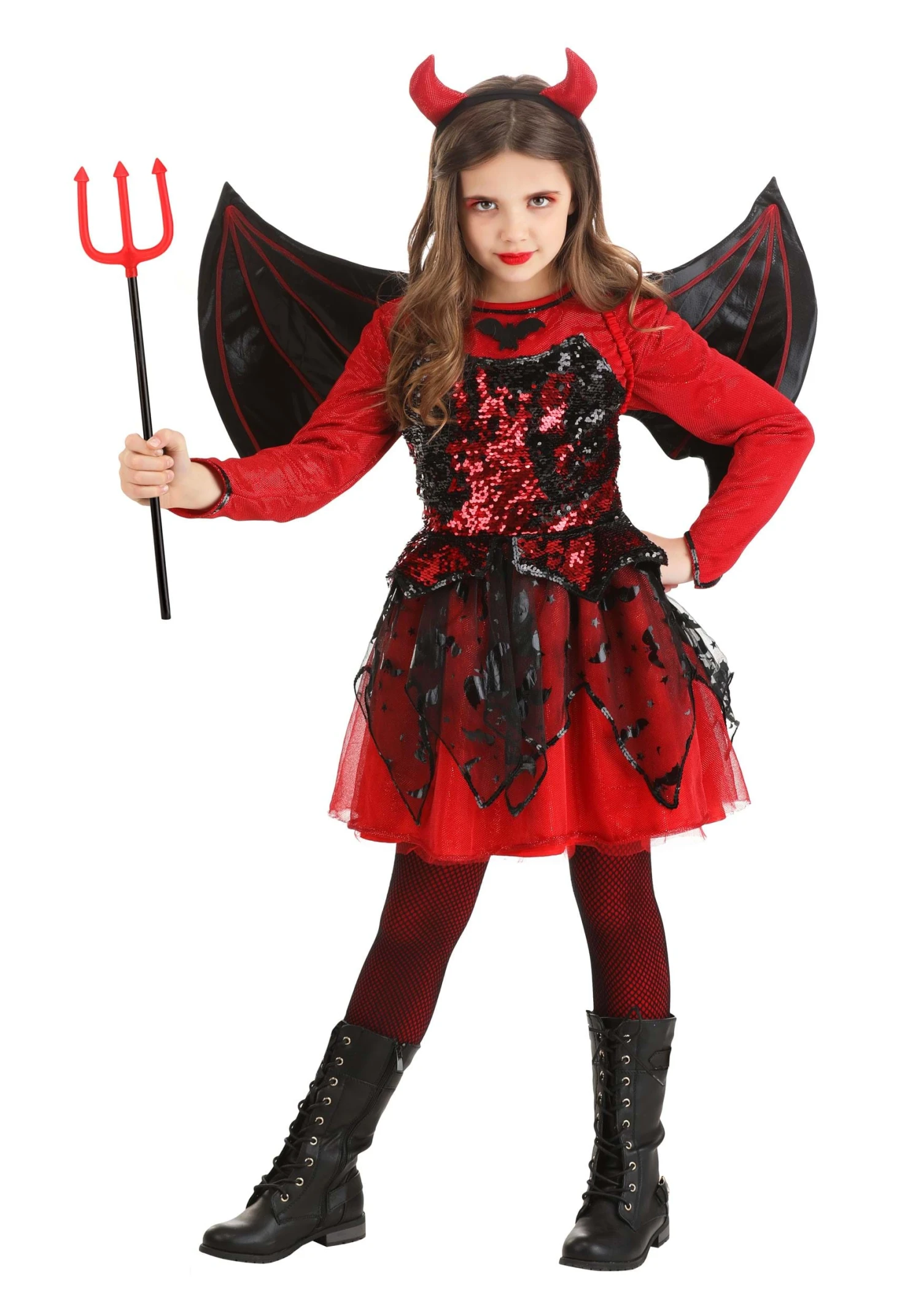 Sparkling Devil Dress Costume For Girls 1 Sparkling Devil Dress Costume For Girls