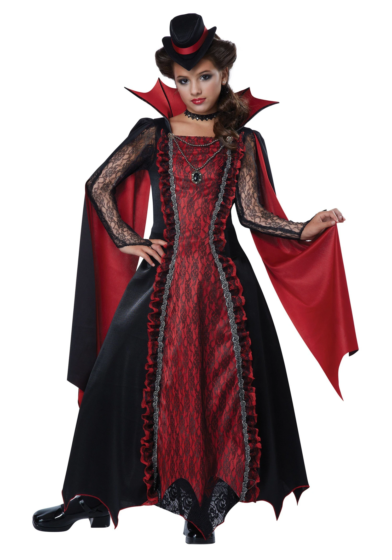 Girls Victorian Vampira Costume 1 Girls Victorian Vampira Costume