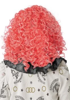 Bright Red Glow In The Dark Curly Clown Wig For Adults -Halloween Costumes Shop glow in the dark bright red curly clown wig alt 2