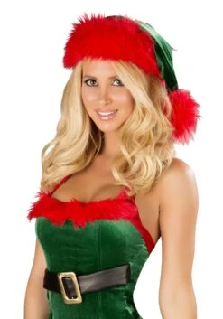 Roma Green With Red Faux Elf Hat