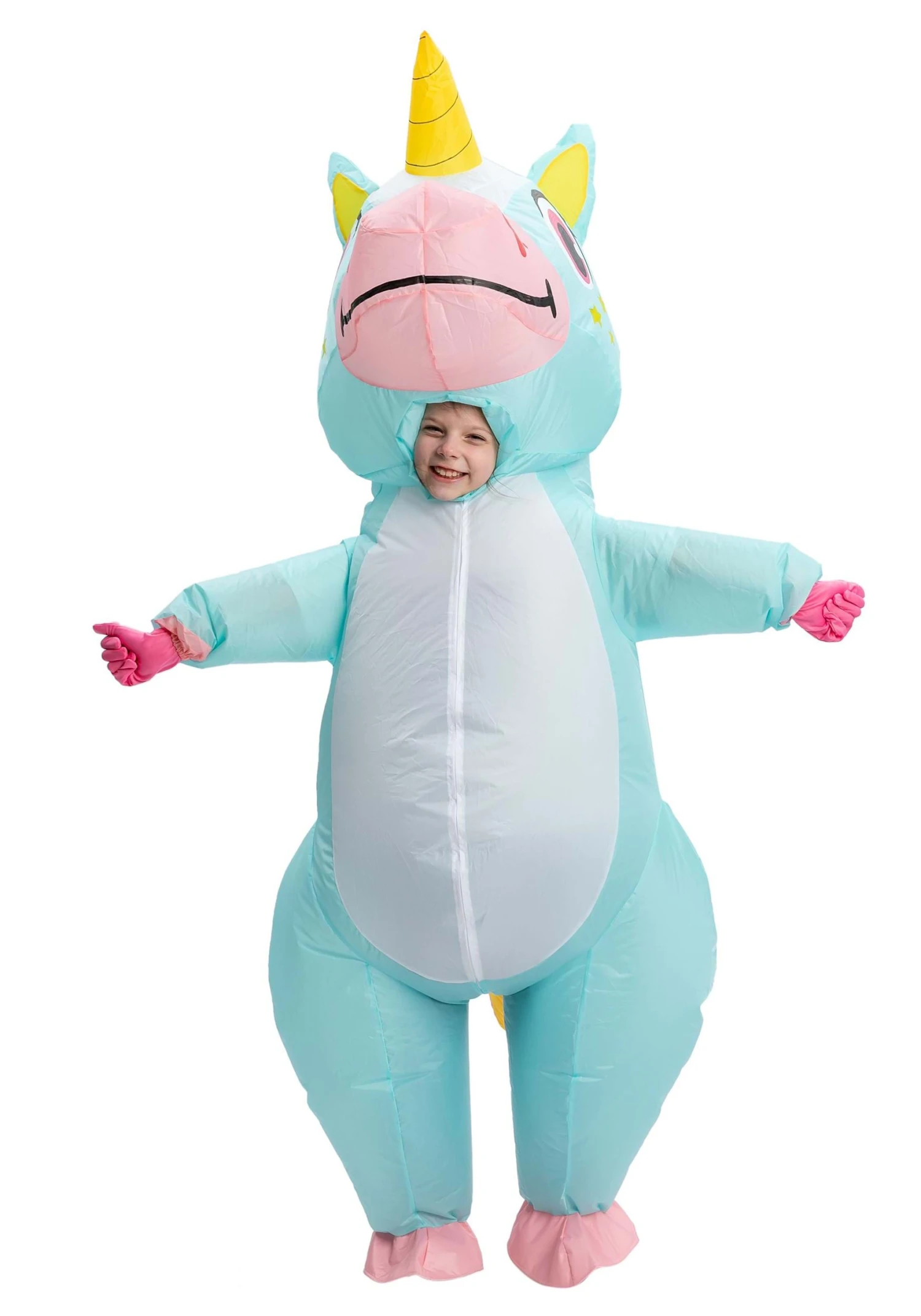Inflatable Blue Unicorn Costume For A Child 1 Inflatable Blue Unicorn Costume For A Child