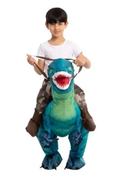 Inflatable Raptor Ride-On Costume For Children 7 Inflatable Raptor Ride-On Costume For Children -Halloween Costumes Shop inflatable child raptor ride on costume alt 3