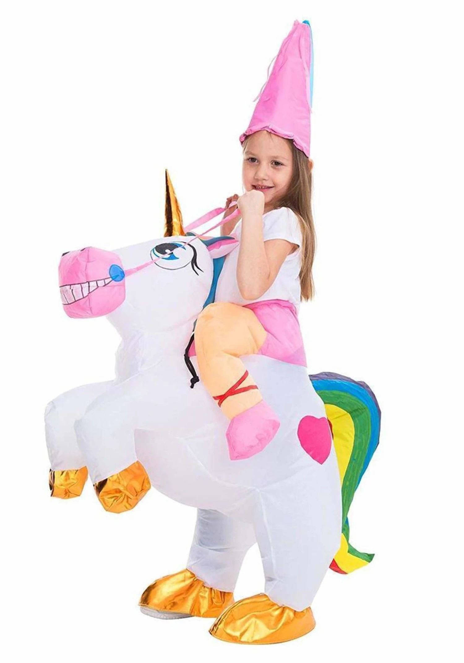Inflatable Unicorn Ride-On Costume For Kids 1 Inflatable Unicorn Ride-On Costume For Kids