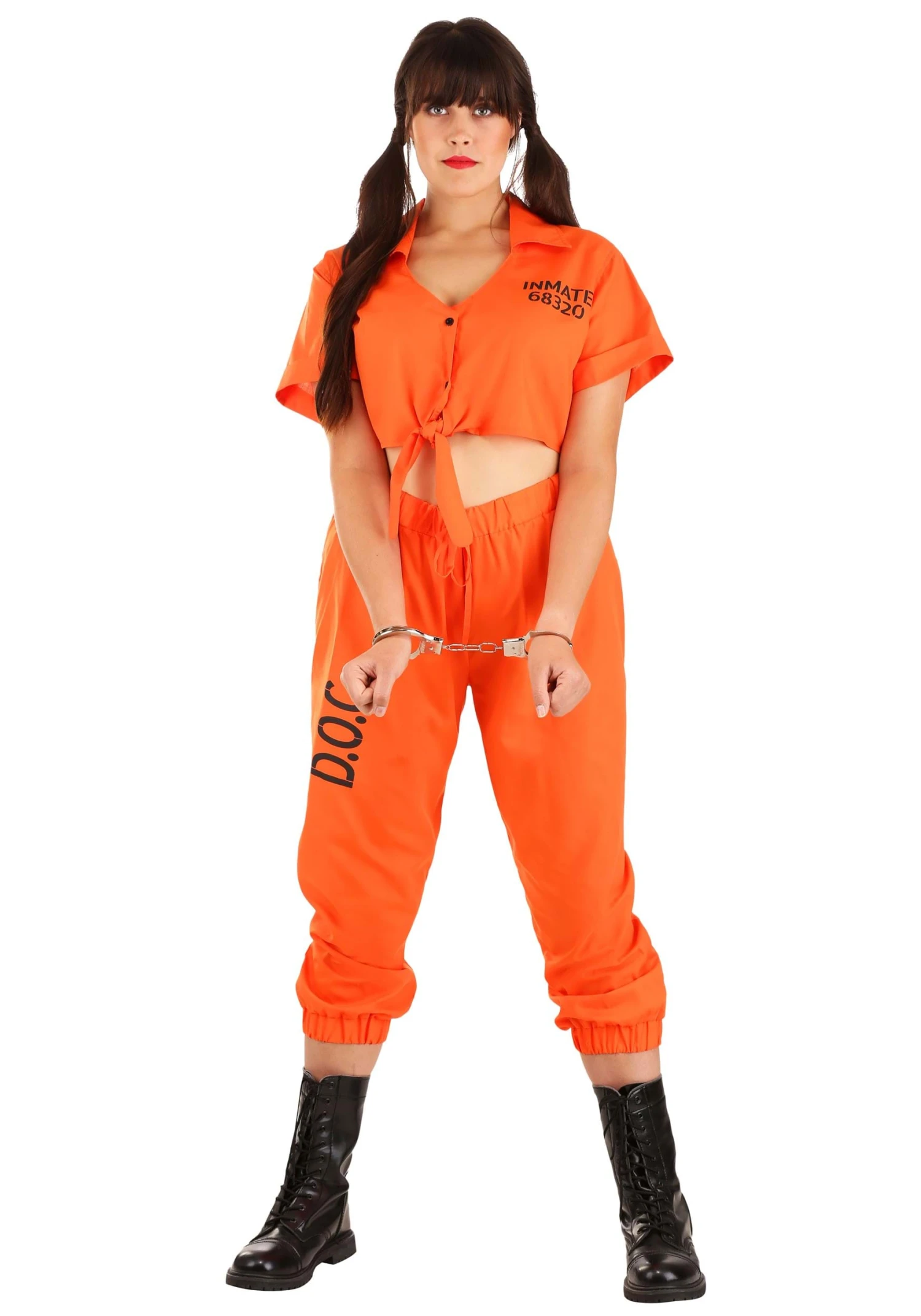 Women's Plus Size Orange Inmate Prisoner Costume 1 Women's Plus Size Orange Inmate Prisoner Costume