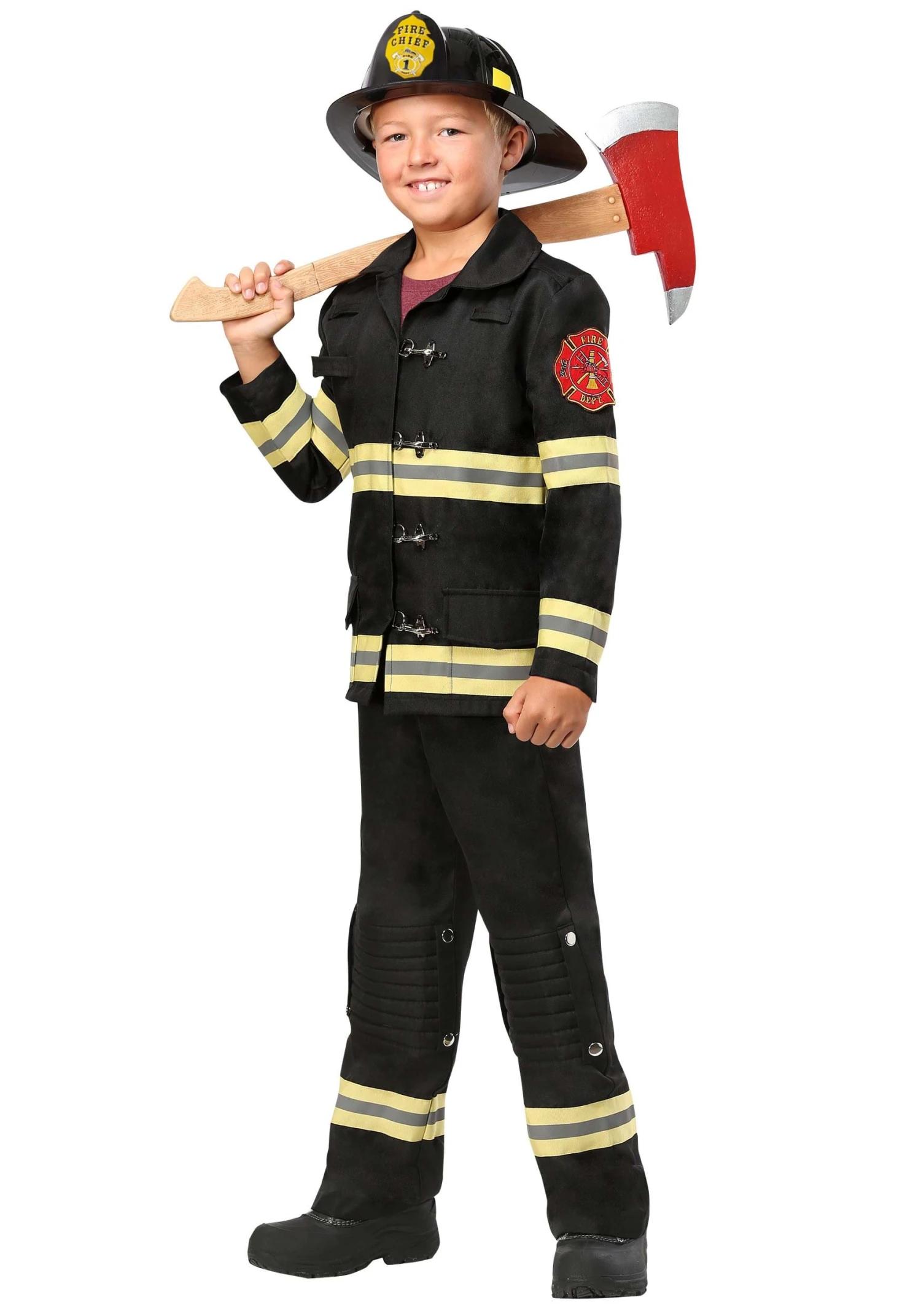Black Uniform Firefighter Kids Costume 1 Black Uniform Firefighter Kids Costume