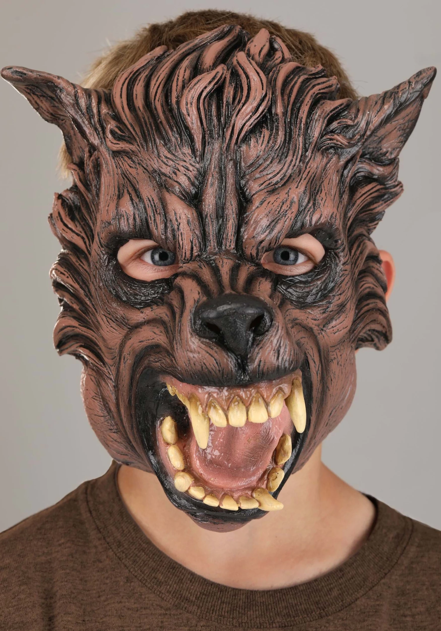 Brown Wolf Mask For Kids 2 Brown Wolf Mask For Kids - Image 2