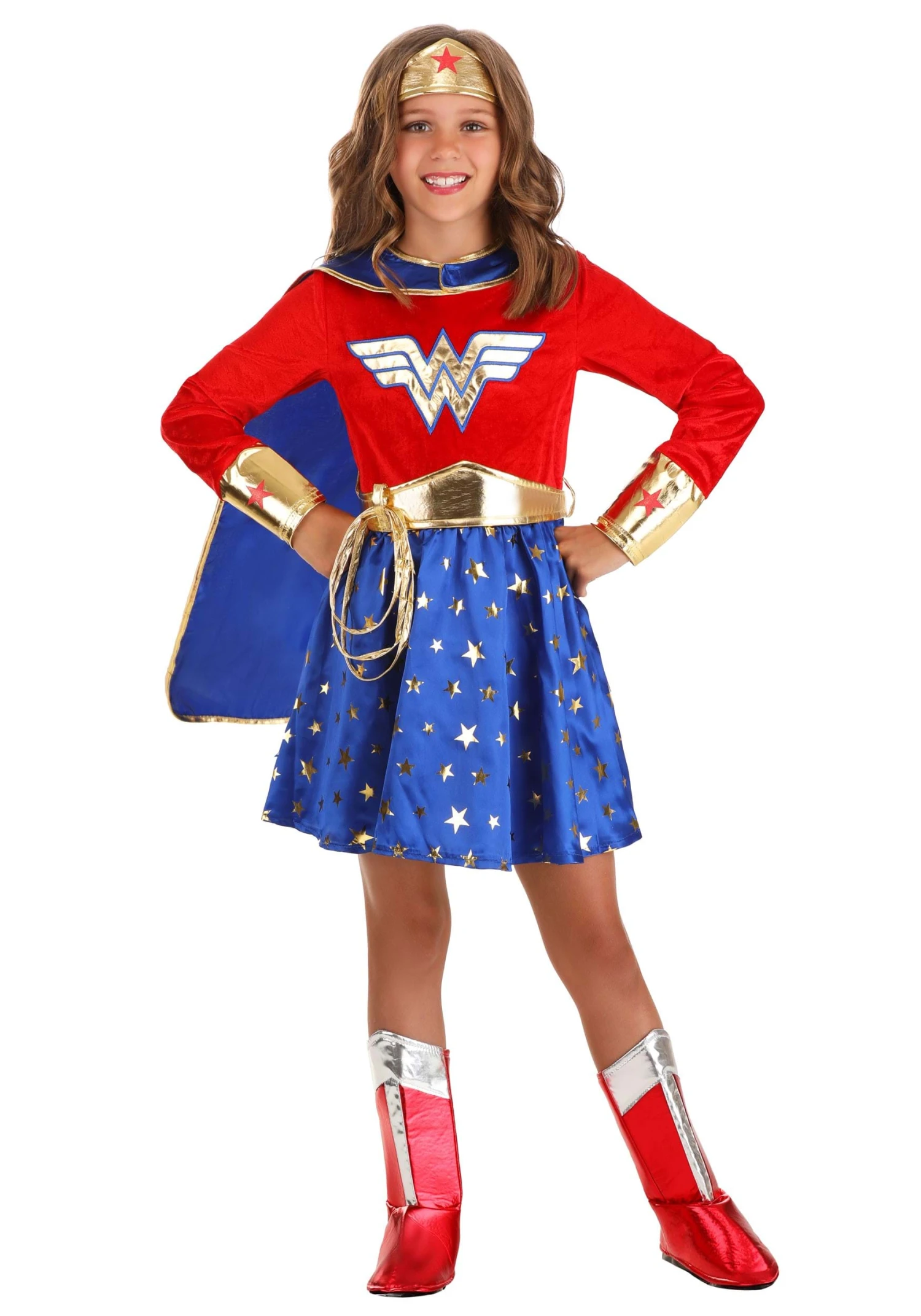 Girl's Long Sleeve Dress Wonder Woman Costume 1 Girl's Long Sleeve Dress Wonder Woman Costume