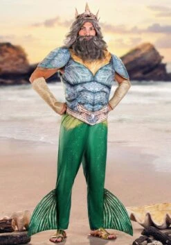 Disguise Little Mermaid Live Action Deluxe King Triton Costume For Adults