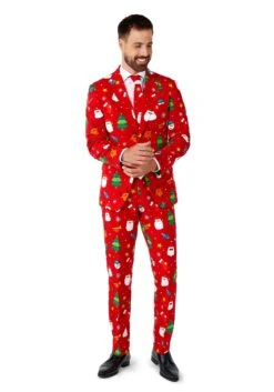 Opposuits Christmas Festivity Red Suit For Men