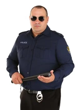 Plus Size Adult Long Sleeve Police Shirt