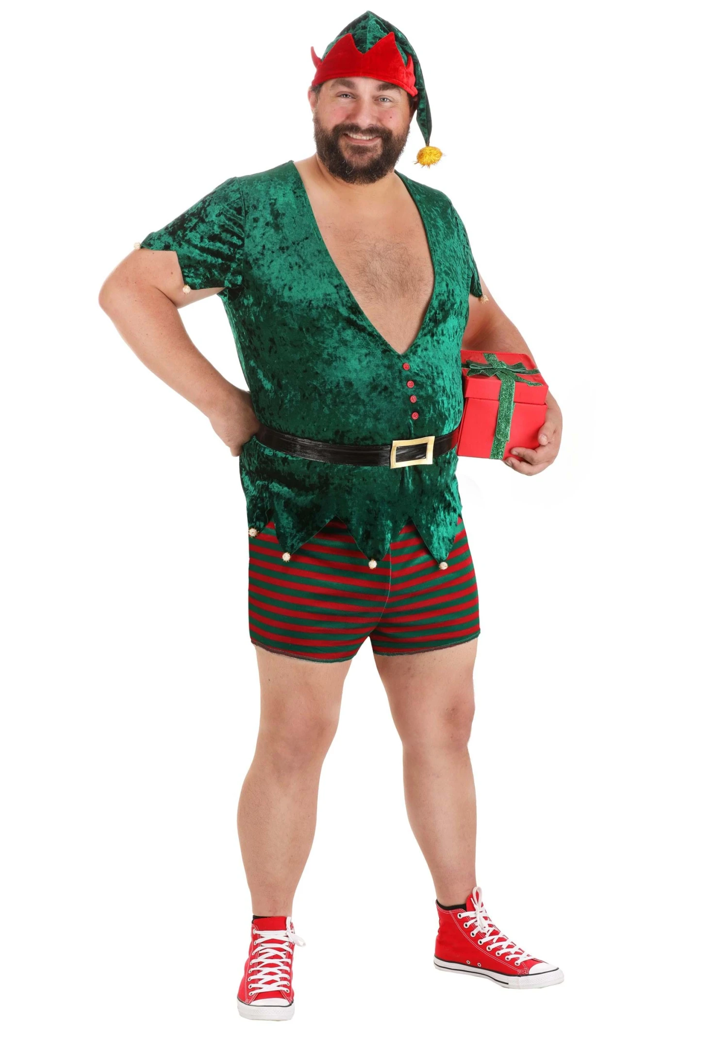 Plus Size Sexy Christmas Elf Costume For Men 1 Plus Size Sexy Christmas Elf Costume For Men