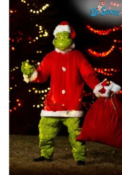 The Grinch Men's Deluxe Santa Jumpsuit With Mask Costume