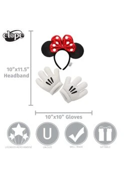 Minnie Glitter Headband & Gloves Set 11 Minnie Glitter Headband & Gloves Set -Halloween Costumes Shop minnie glitter headband gloves set alt 5