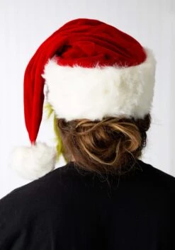 Grinch Costume Hat With Fur Beard -Halloween Costumes Shop mister grinch hat with fur beard alt 3