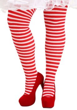 Plus Size Candy Stripe Tights For Women