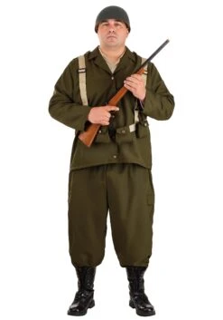 Plus Size Men's Deluxe WW2 Soldier Costume
