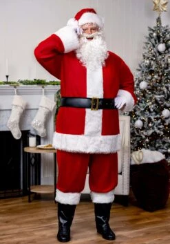 Plus Size Holiday Santa Claus Costume For Men