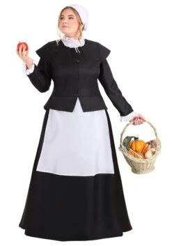 Plus Size Thankful Pilgrim Costume Dress For Women