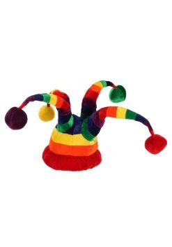 Plush Wacky Rainbow Jester Costume Hat 6 Plush Wacky Rainbow Jester Costume Hat -Halloween Costumes Shop rainbow wacky jester plush hat alt 2