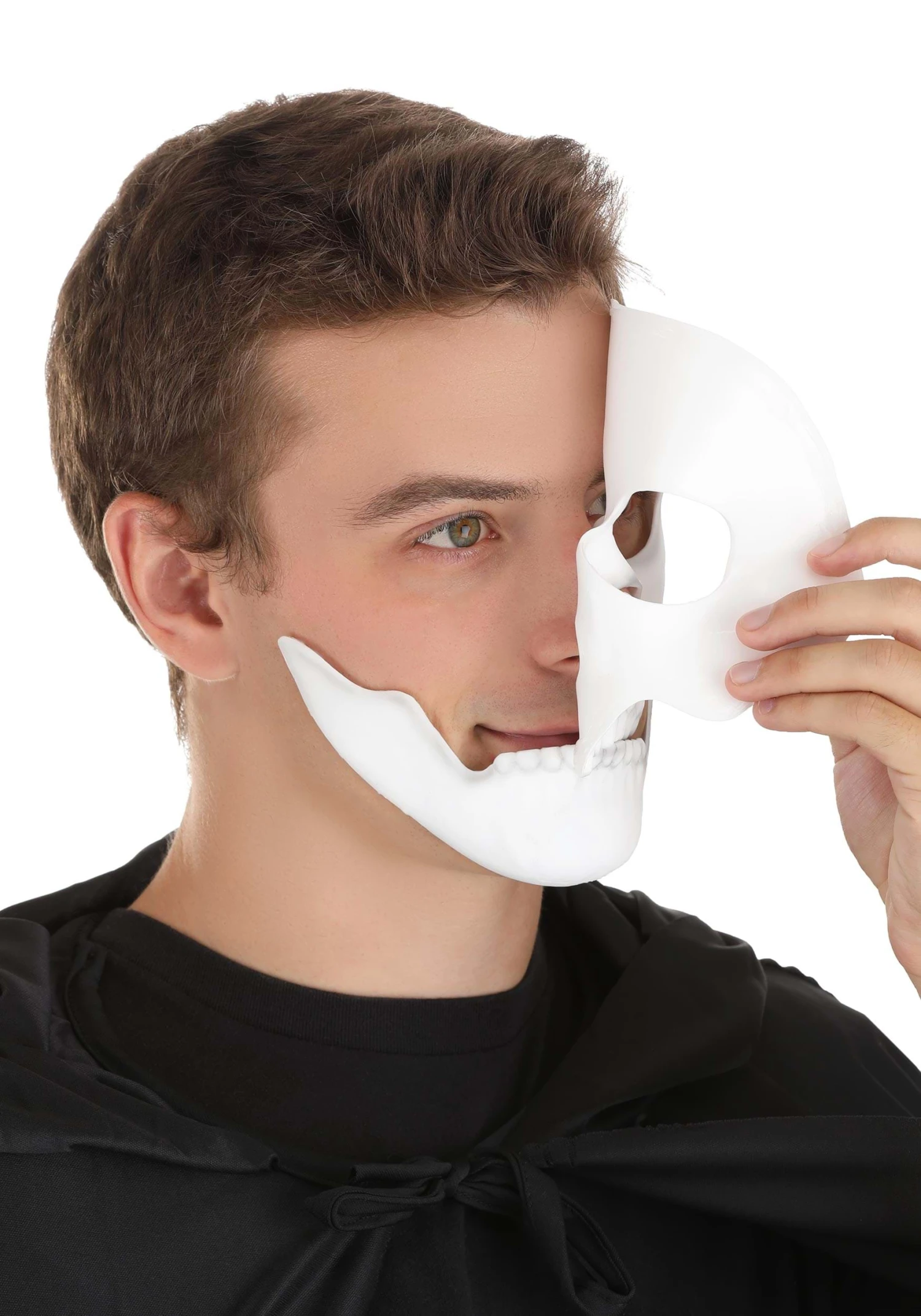 Self-Adhering Skeleton Costume Mask With Separate Jaw Piece 6 Self-Adhering Skeleton Costume Mask With Separate Jaw Piece - Image 6