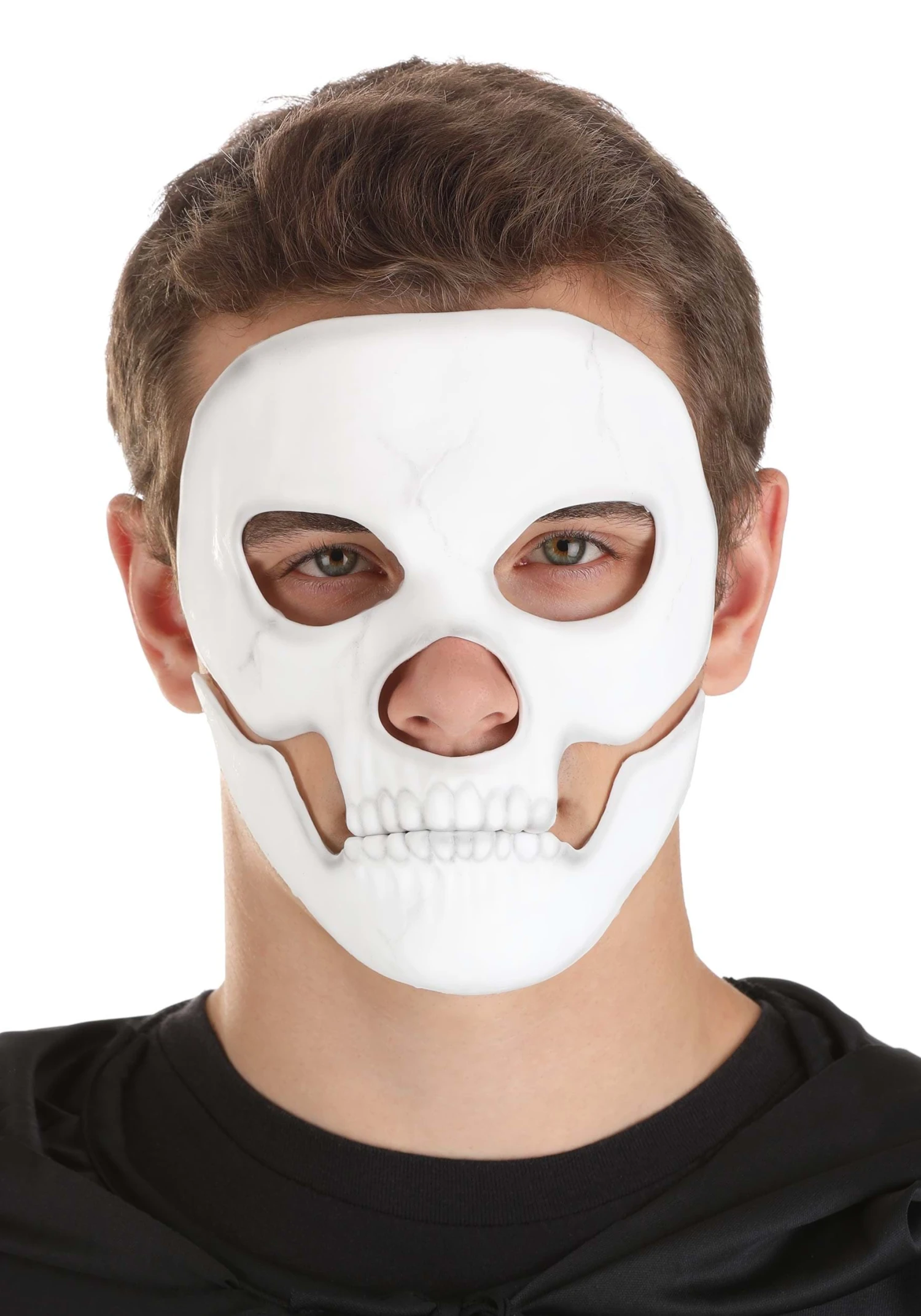 Self-Adhering Skeleton Costume Mask With Separate Jaw Piece 1 Self-Adhering Skeleton Costume Mask With Separate Jaw Piece