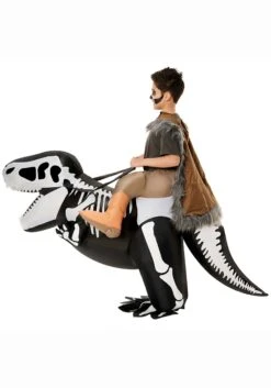 Skeleton T-Rex Ride On Inflatable Costume For Kids -Halloween Costumes Shop skeleton t rex ride on inflatable kids costume alt 2