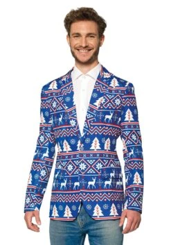 Suitmeister Nordic Christmas Blue Blazer -Halloween Costumes Shop suitmeister christmas blue nordic blazer alt 2