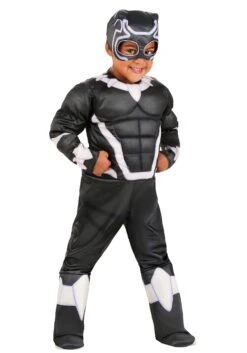 JAZWARES Boy's Spidey And His Amazing Friends Toddler Black Panther Costume 8 JAZWARES Boy's Spidey And His Amazing Friends Toddler Black Panther Costume -Halloween Costumes Shop toddler black panther costume saf alt 3
