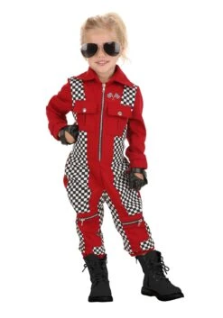 Girl's Red Racer Jumpsuit Costume For Toddlers