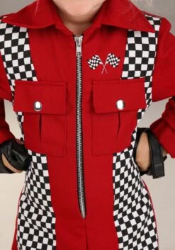 Girl's Red Racer Jumpsuit Costume For Toddlers 6 Girl's Red Racer Jumpsuit Costume For Toddlers -Halloween Costumes Shop toddler racer costume alt 2
