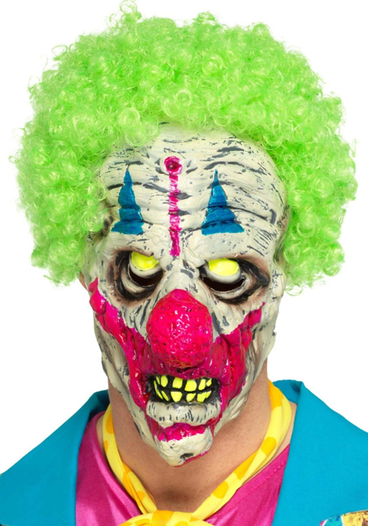 Smiffys UV Black Light Clown Adult Mask With Wig 1 Smiffys UV Black Light Clown Adult Mask With Wig