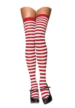 LEG AVENUE White And Red Striped Stockings