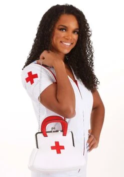 White Nurse Costume Accessory Purse -Halloween Costumes Shop white nurse purse alt 2