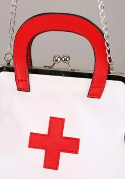 White Nurse Costume Accessory Purse -Halloween Costumes Shop white nurse purse alt 4