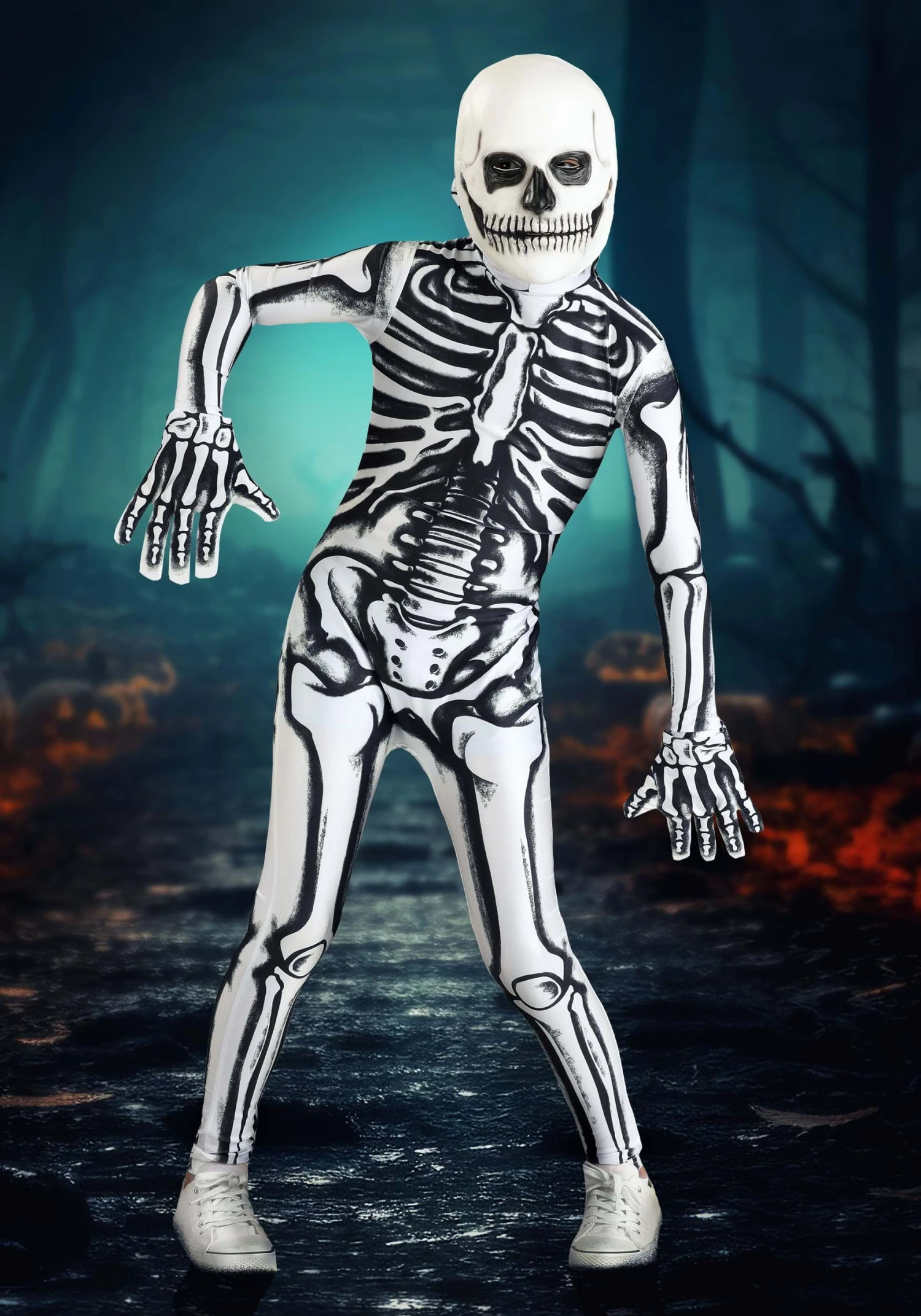 White Skeleton Costume For Kids 1 White Skeleton Costume For Kids