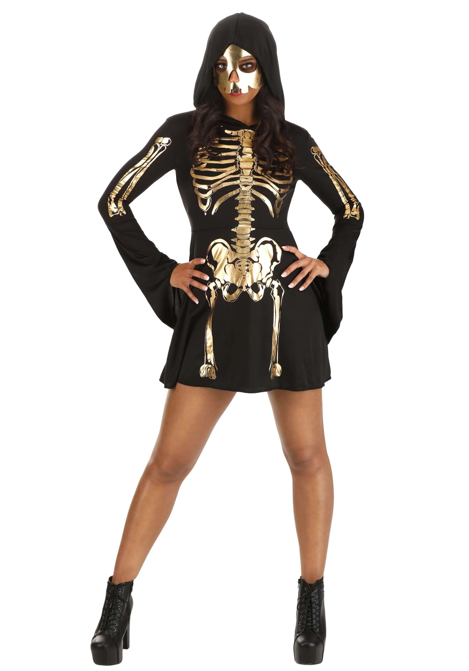 Women's Gilded Skeleton Costume Dress 1 Women's Gilded Skeleton Costume Dress