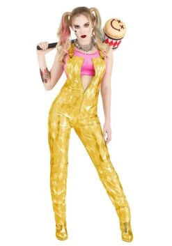 Harley Quinn Women's Gold Overalls Costume -Halloween Costumes Shop womens harley quinn gold overalls costume alt 7