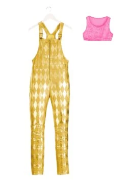 Harley Quinn Women's Gold Overalls Costume -Halloween Costumes Shop womens harley quinn gold overalls costume alt 9