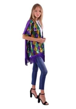 Mardi Gras Sequined Shrug For Women -Halloween Costumes Shop womens mardi gras sequin shawl alt 2