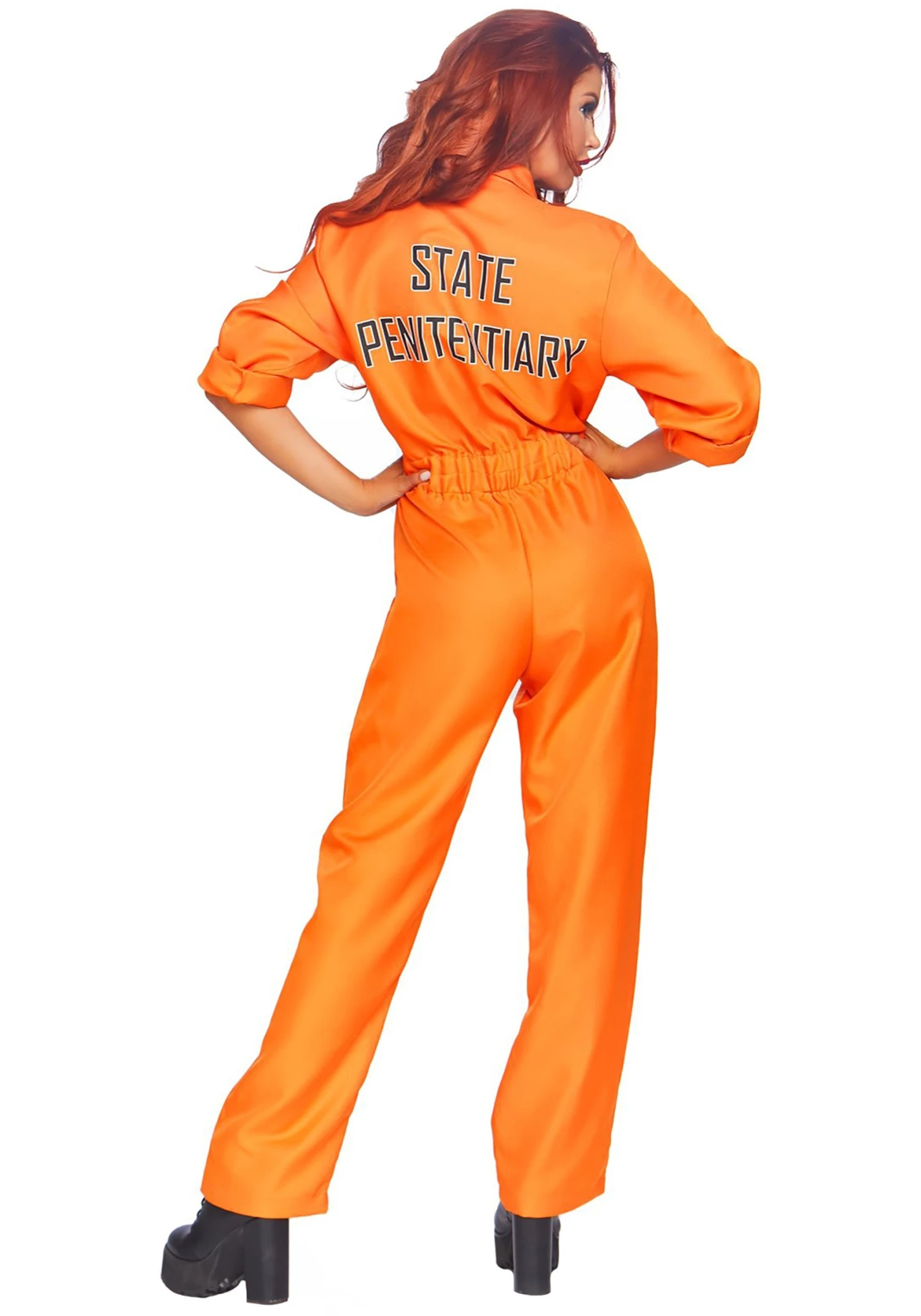 LEG AVENUE Women's Orange Prison Jumpsuit Costume 2 LEG AVENUE Women's Orange Prison Jumpsuit Costume - Image 2