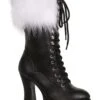 Women's Platform Black Lace Up Santa Boots