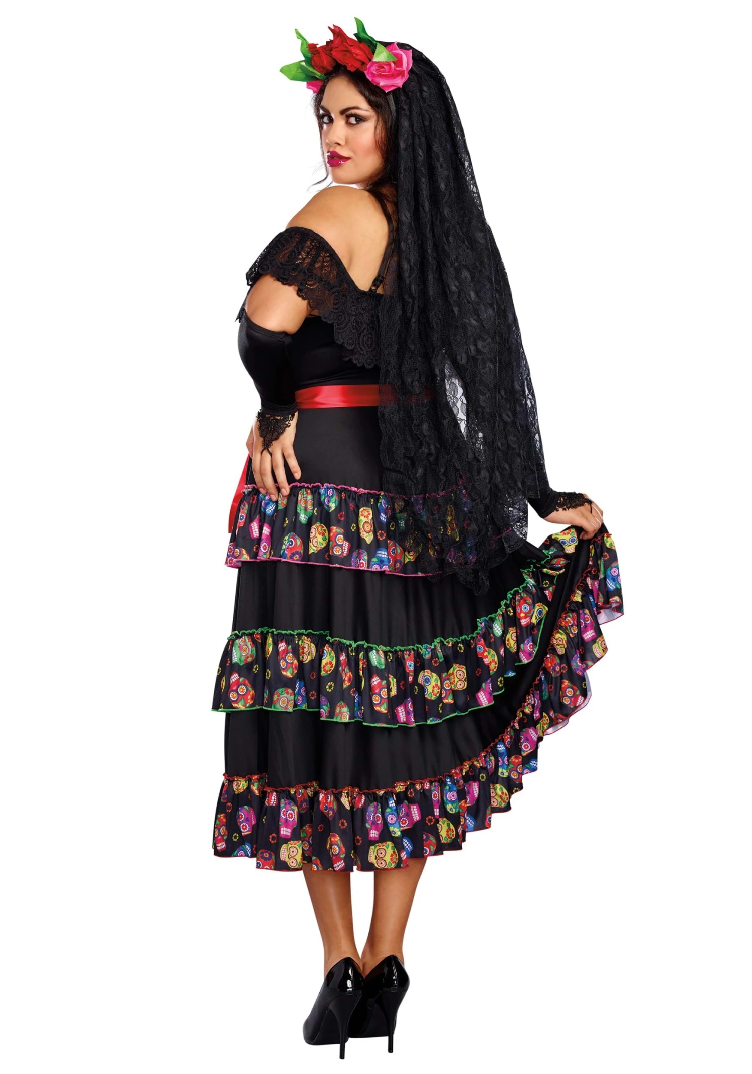 Dreamgirl Plus Size Lady Of The Dead Costume For Women 2 Dreamgirl Plus Size Lady Of The Dead Costume For Women - Image 2