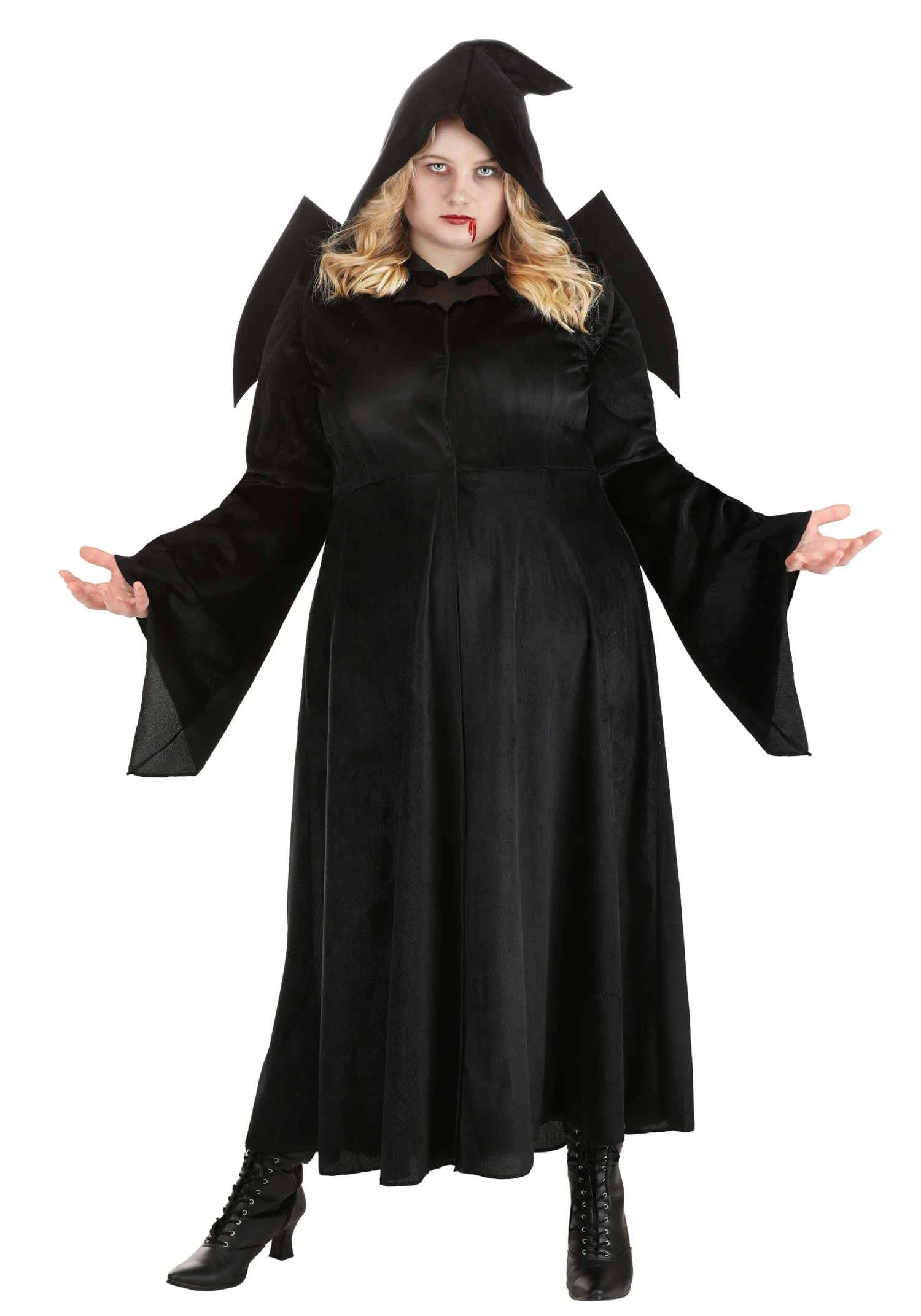 Women's Plus Size Vampire Cloak Costume Dress 1 Women's Plus Size Vampire Cloak Costume Dress