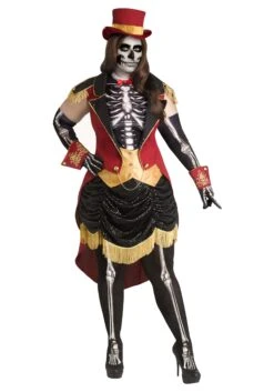 Fun World Women's Plus Size Skeleton Ringmistress Costume