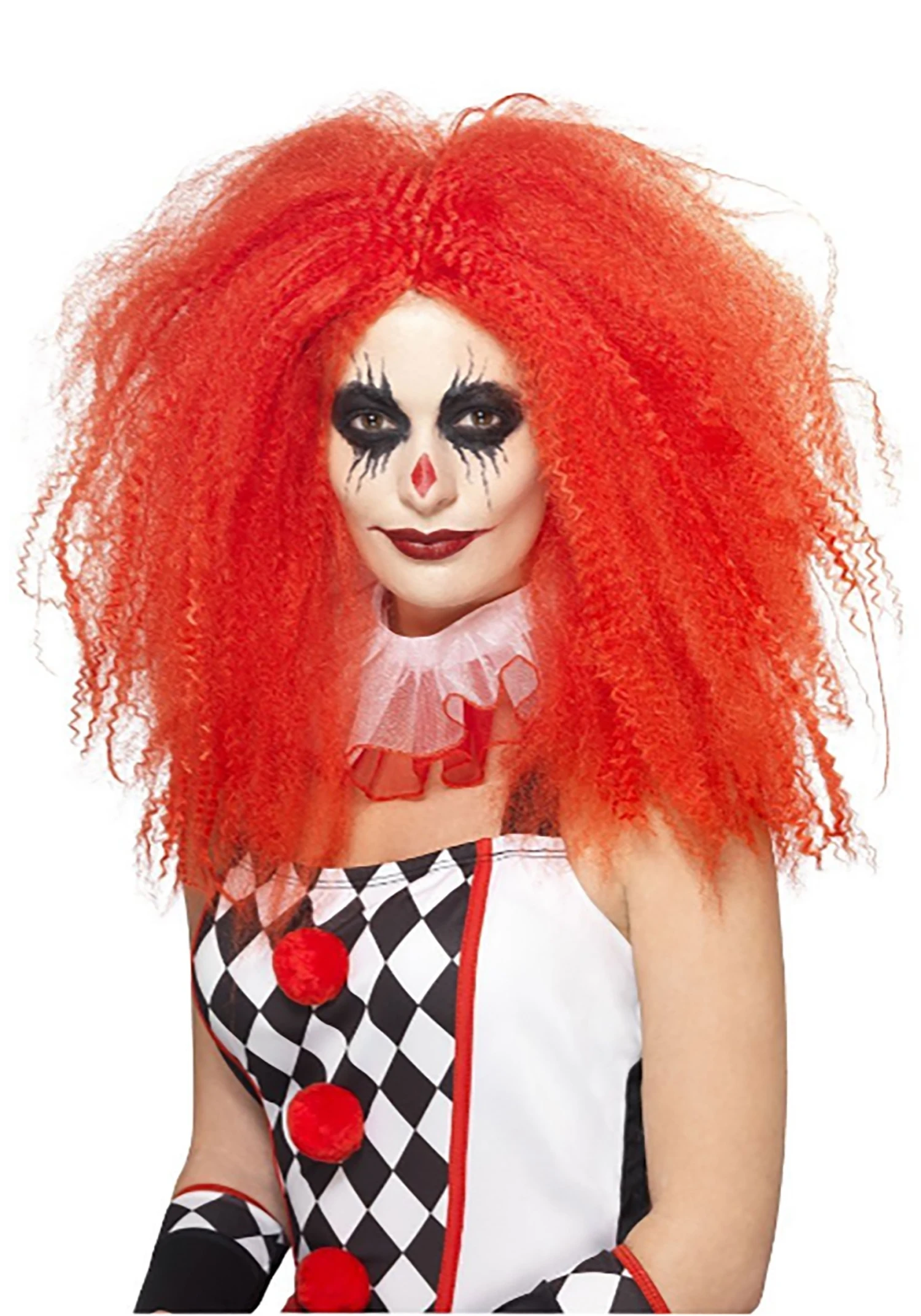 Smiffys Women's Red Crimped Clown Wig 1 Smiffys Women's Red Crimped Clown Wig