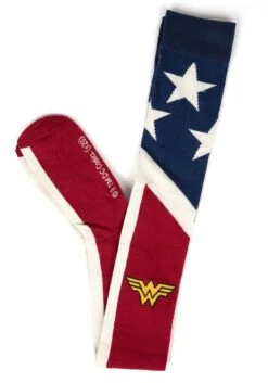 Wonder Woman Over The Knee Suit Up Socks -Halloween Costumes Shop wonder woman suit up over the knee sock alt 2